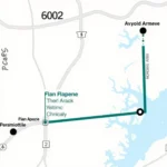 Map of the 6002 Airport Bus Route