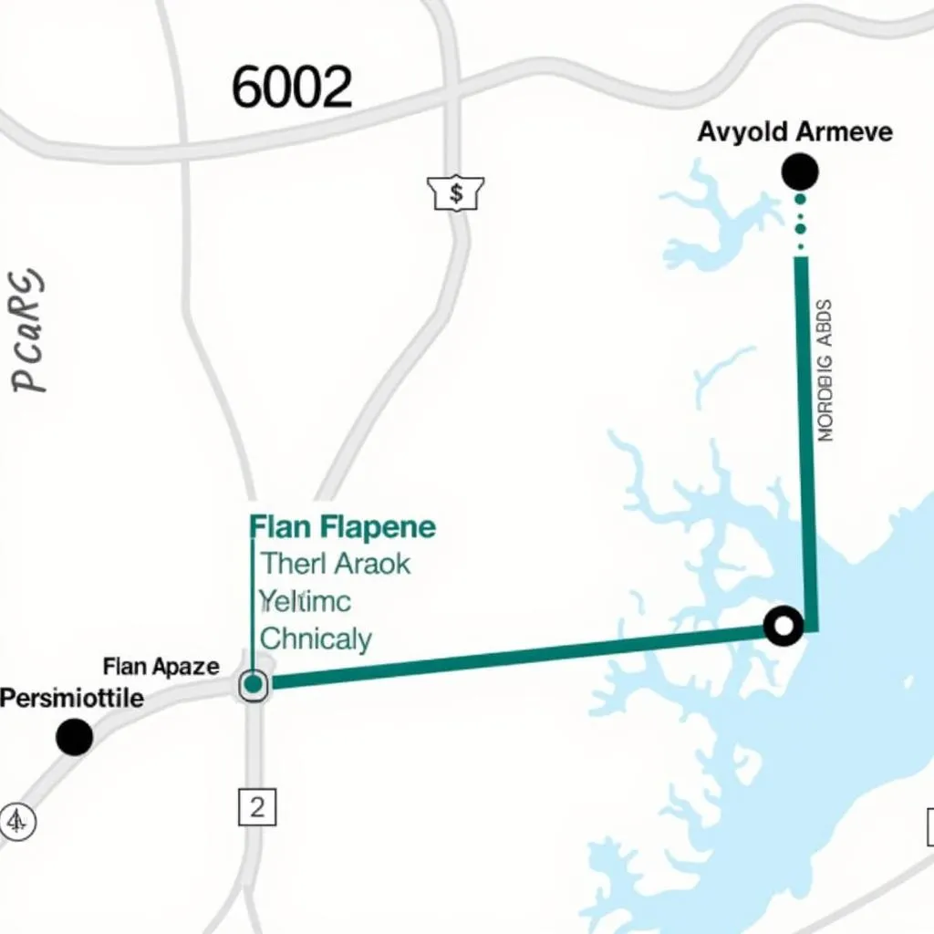 Map of the 6002 Airport Bus Route