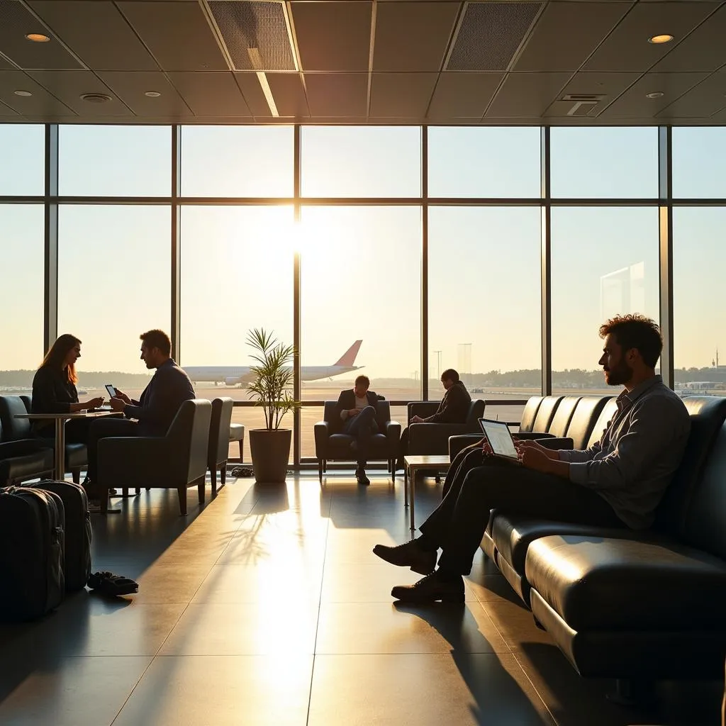 Spacious and comfortable departure lounge at A.B. Vajpayee International Airport