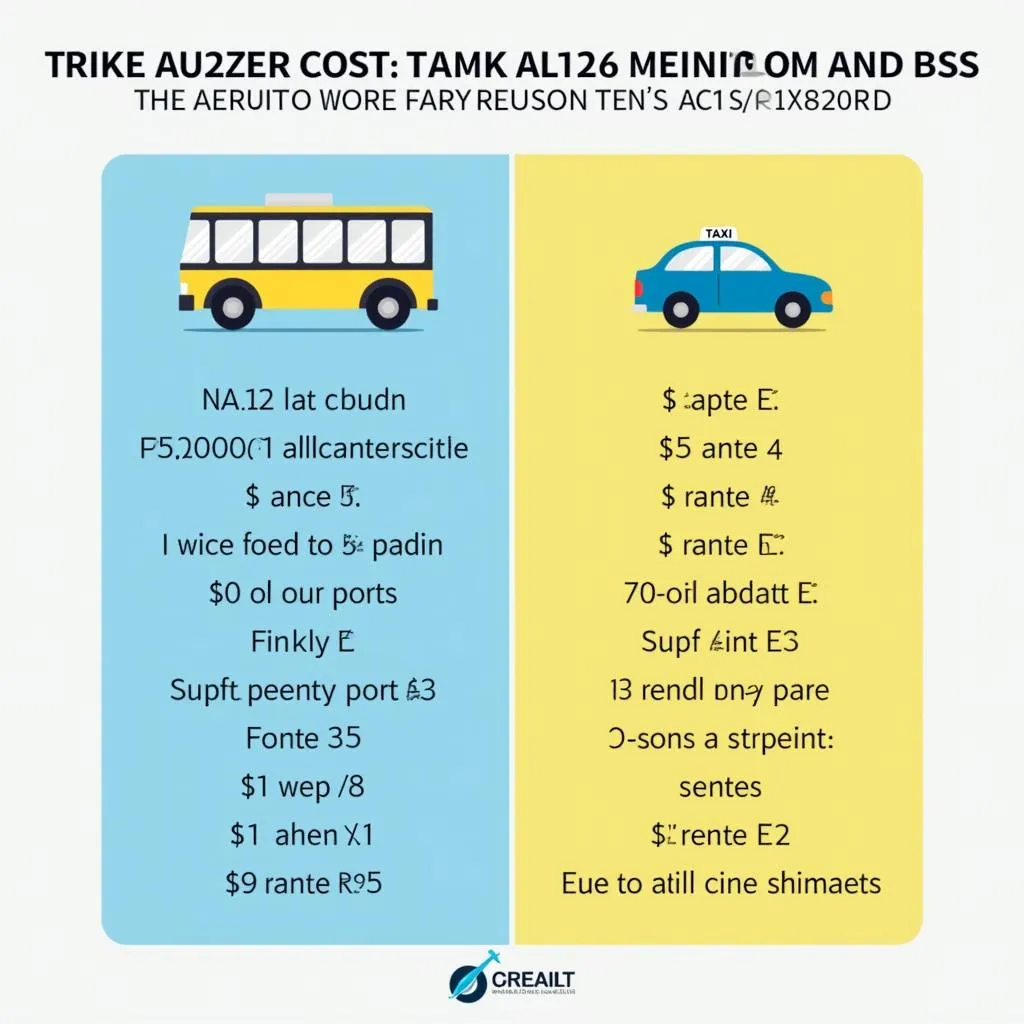 A12 airport bus vs. taxi cost comparison chart.