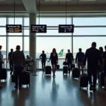 Passengers waiting for Swoop Airlines departures at Abbotsford Airport