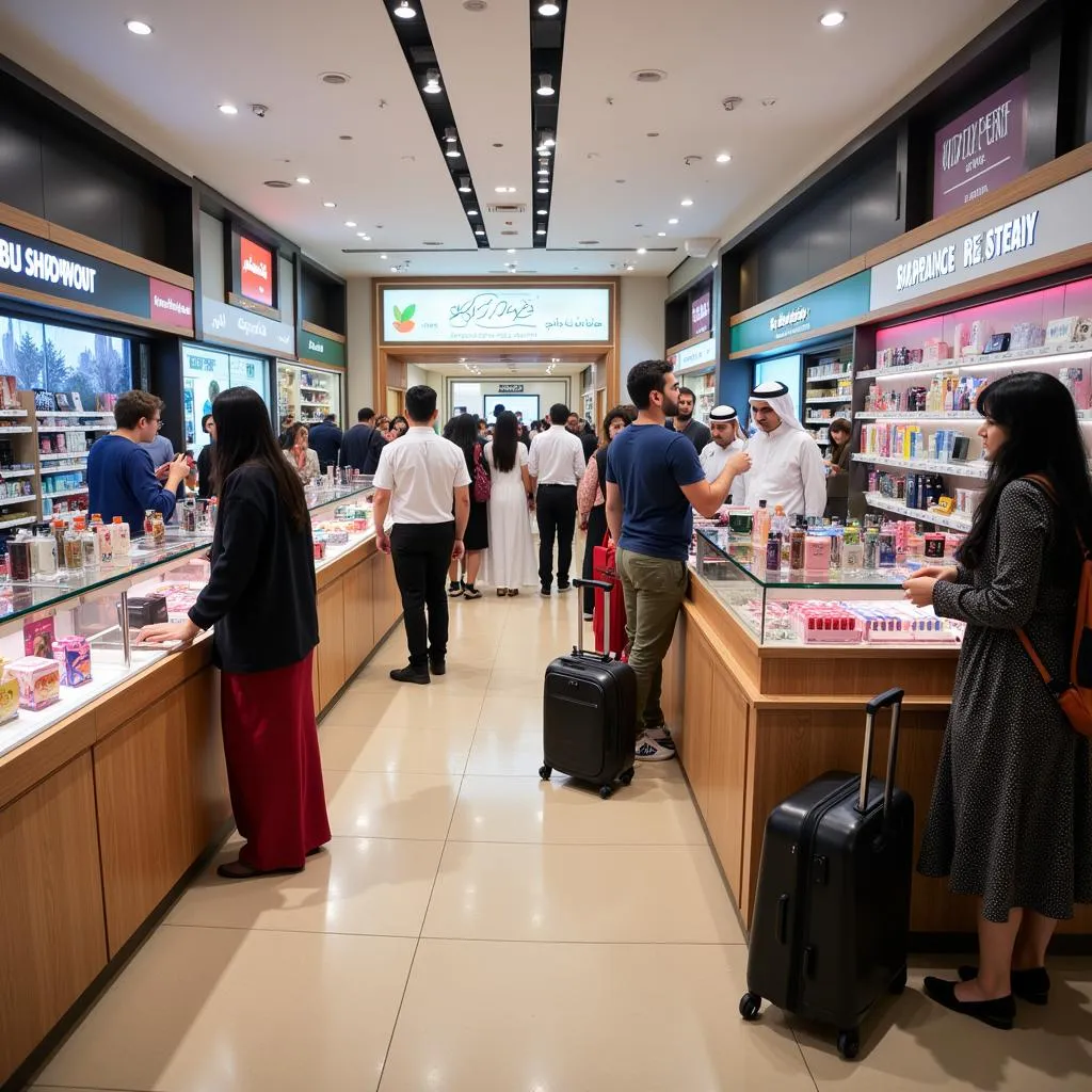 Passengers Shopping at Abu Dhabi Airport Duty Free