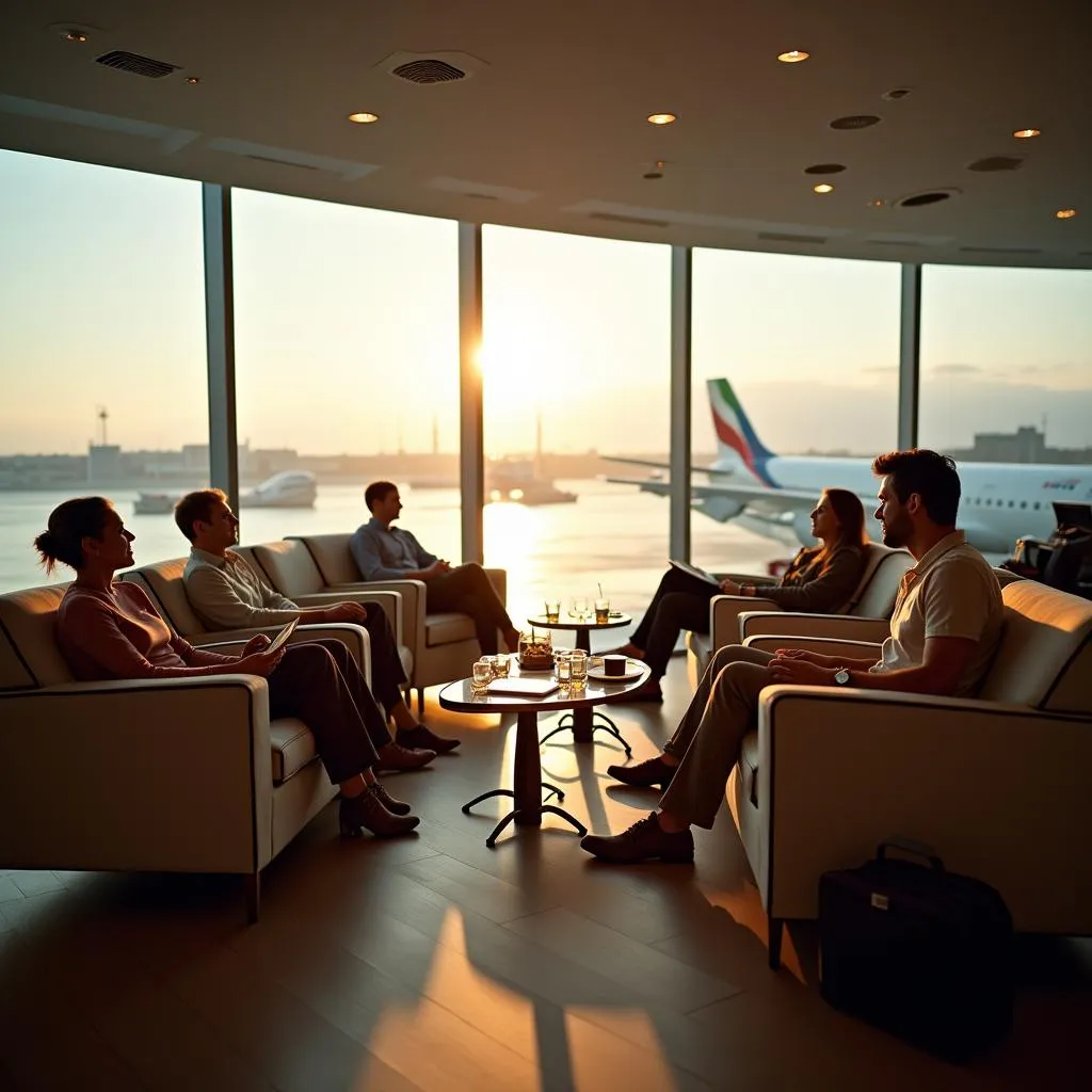 Peaceful and comfortable lounge area inside Abu Dhabi airport 