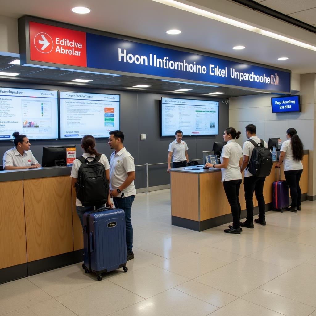 Seeking assistance at the information desk during your layover at Addis Ababa Bole International Airport.