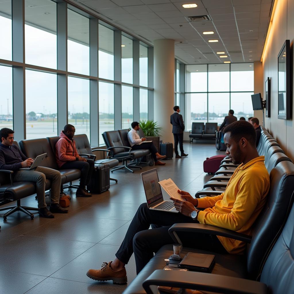 Relaxing in the waiting area of Addis Ababa Bole International Airport during a 2hr layover.