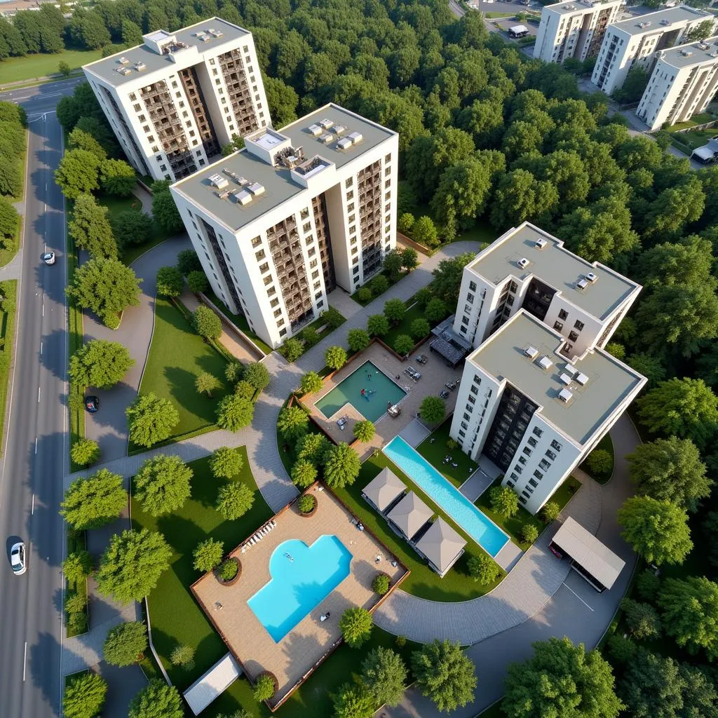 Aerial View of Residential Complex in Behala near Parnasree Airport