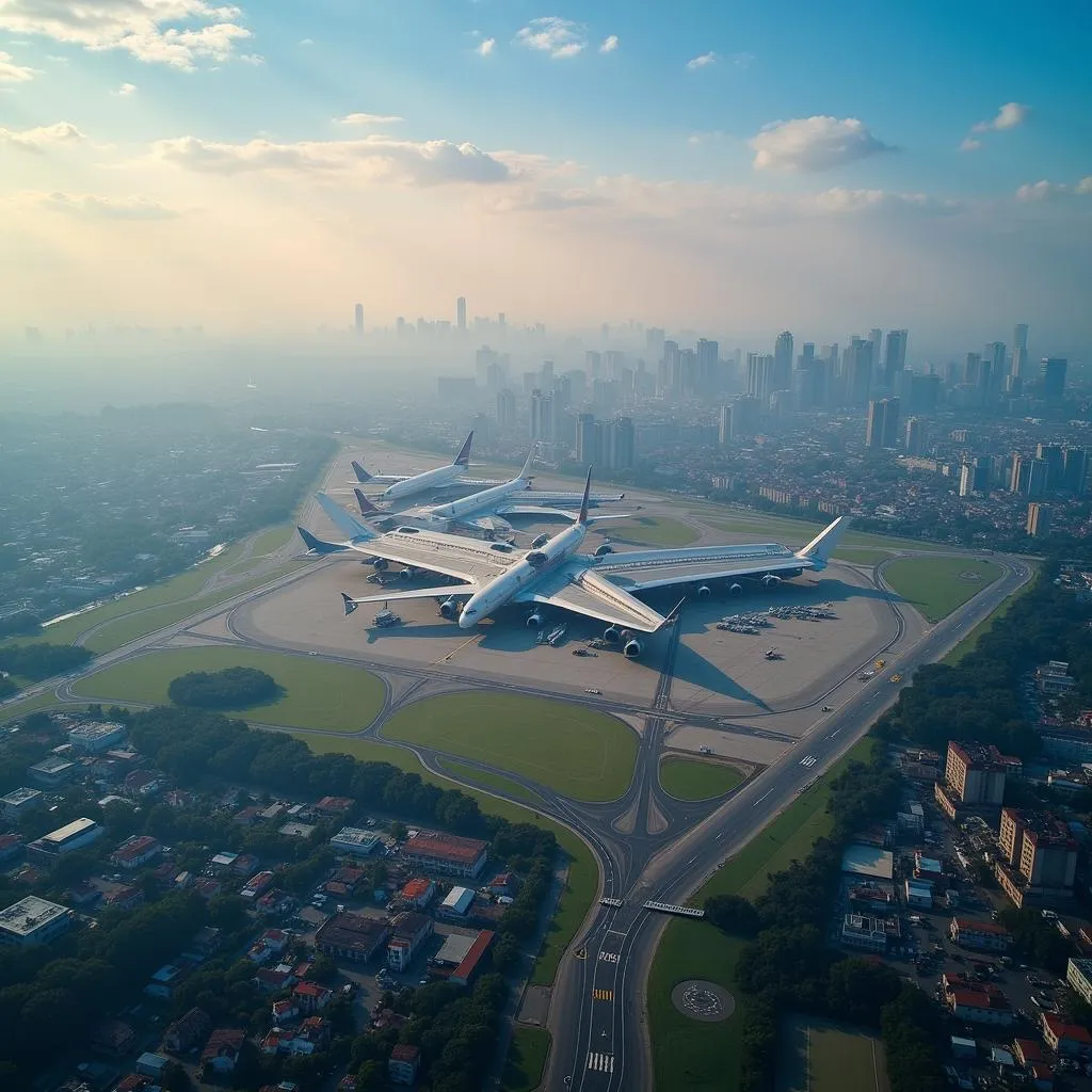 Mumbai Airport Aerial Panorama