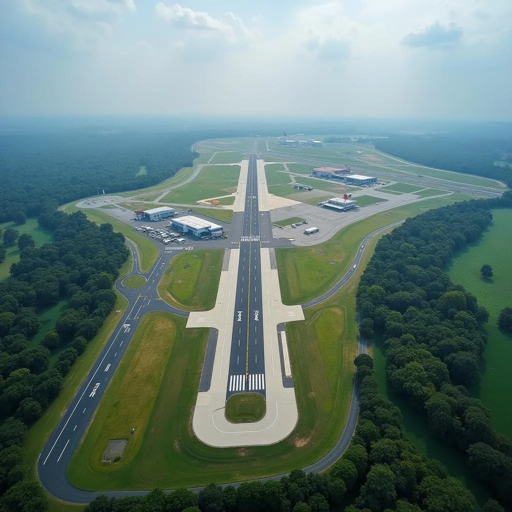 Aerial view of a domestic airport in West Bengal