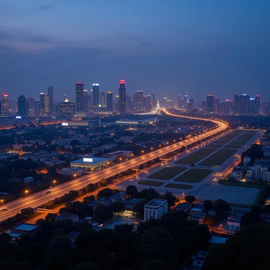 Ahmedabad City Skyline with Sardar Vallabhbhai Patel International Airport in the Background