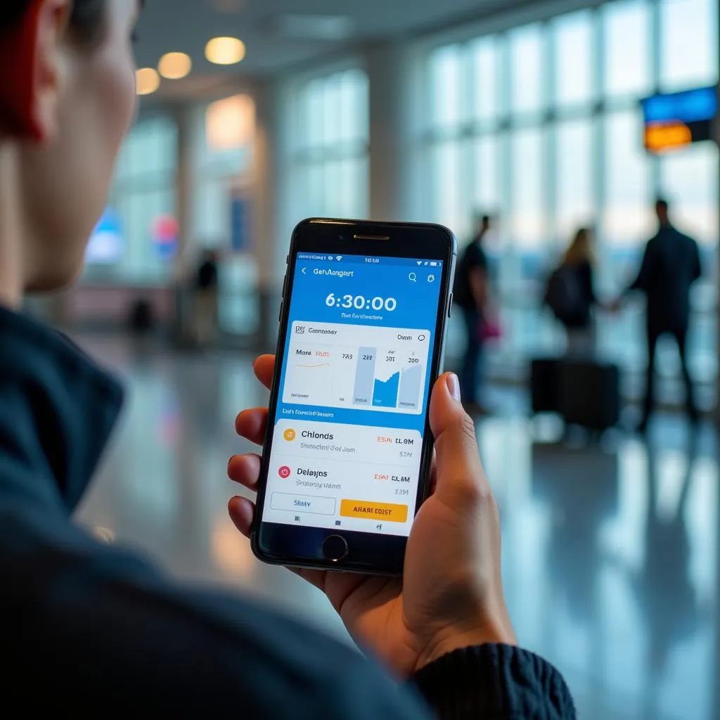 Person Using Airport App on Smartphone