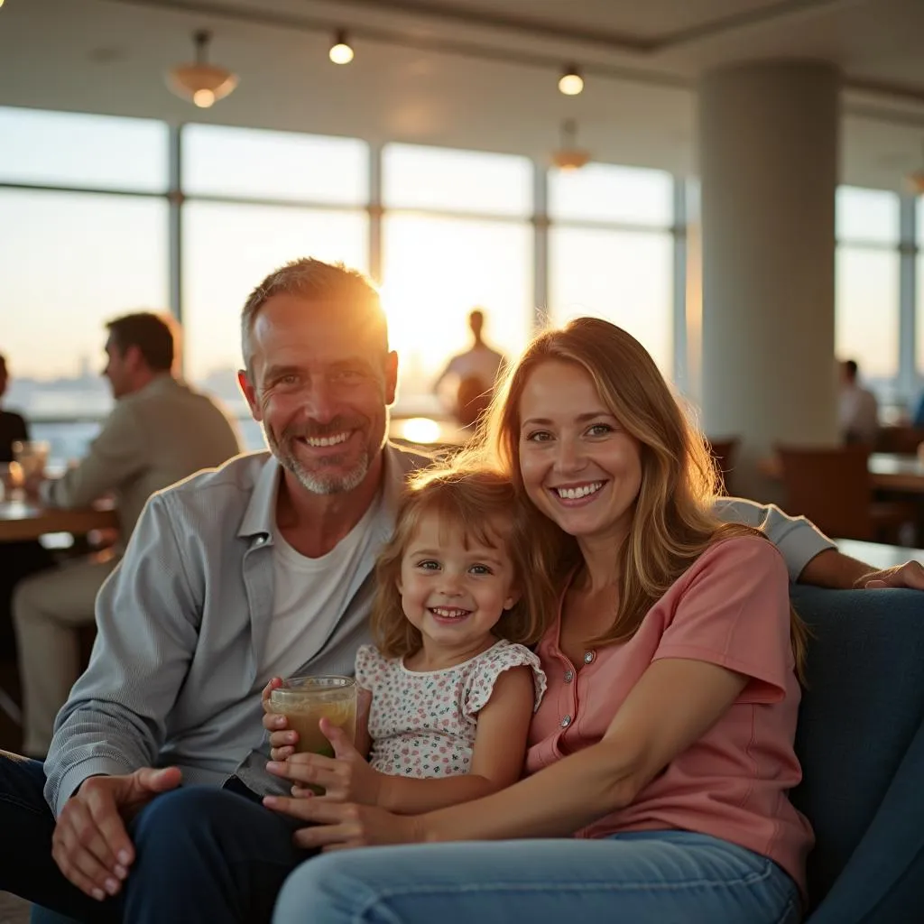 Family Relaxing in an Airport Lounge