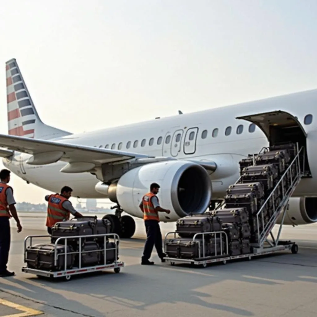 Airport Baggage Handlers Working