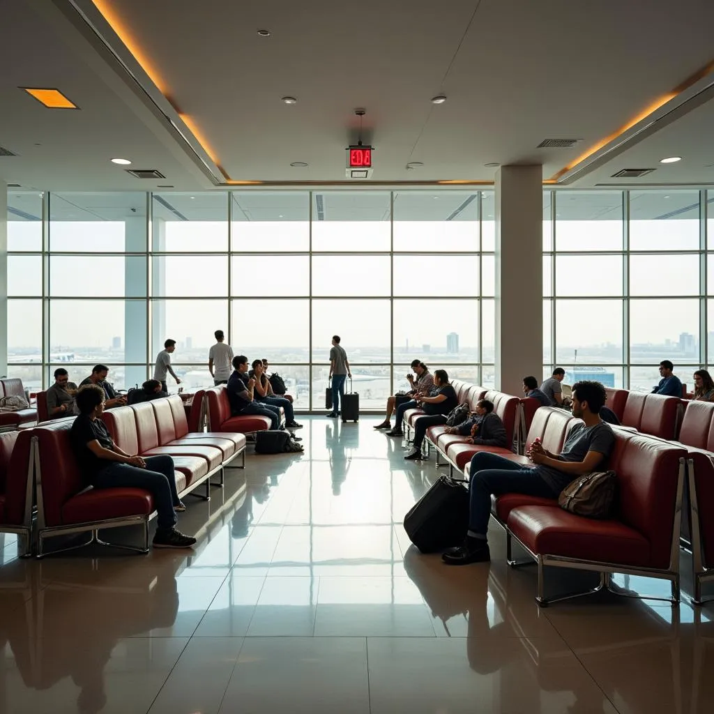 Modern and spacious departure lounge at Airport Banaras.