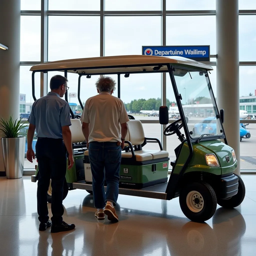 Airport Buggy Assisting Elderly Passenger