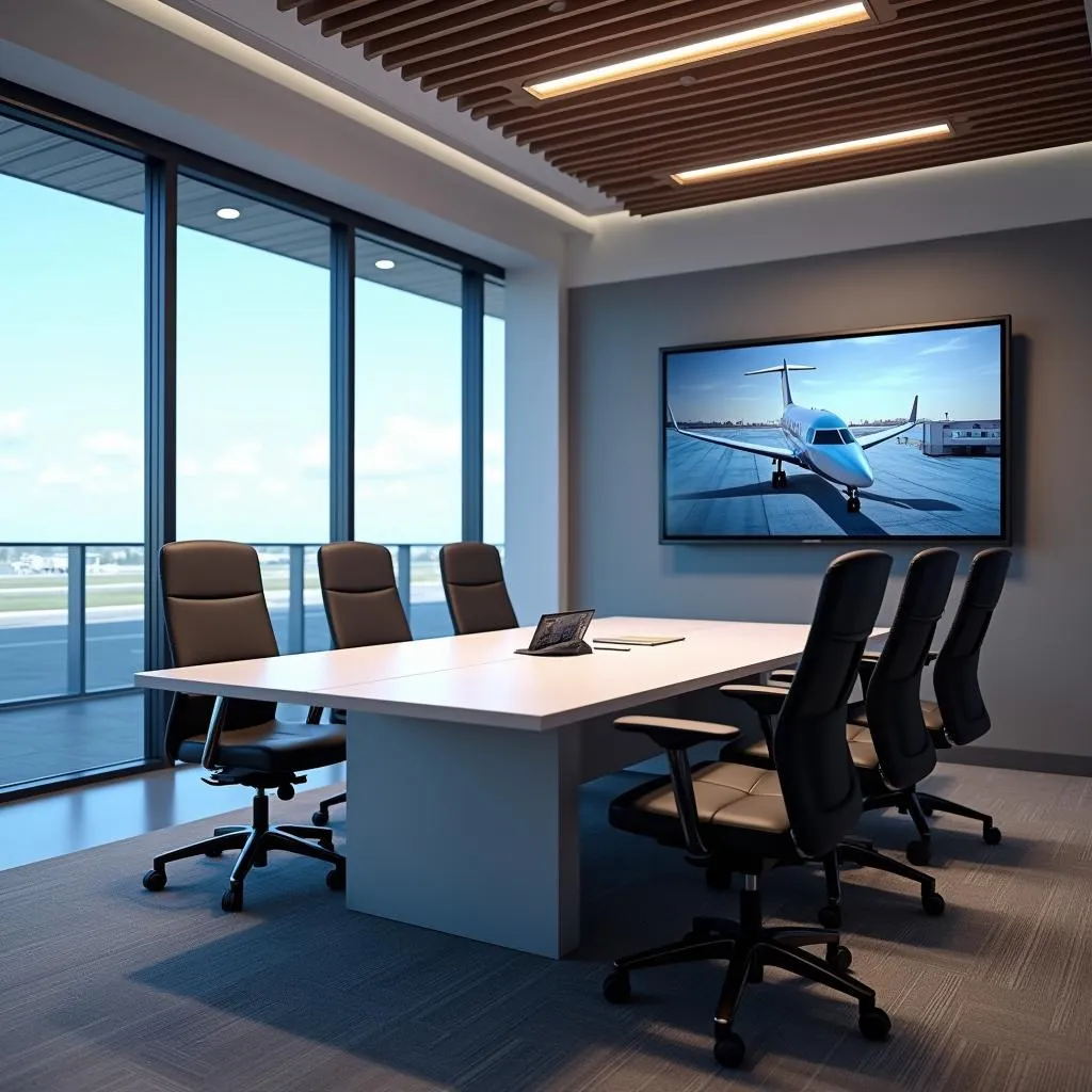 State-of-the-art meeting room equipped with video conferencing technology