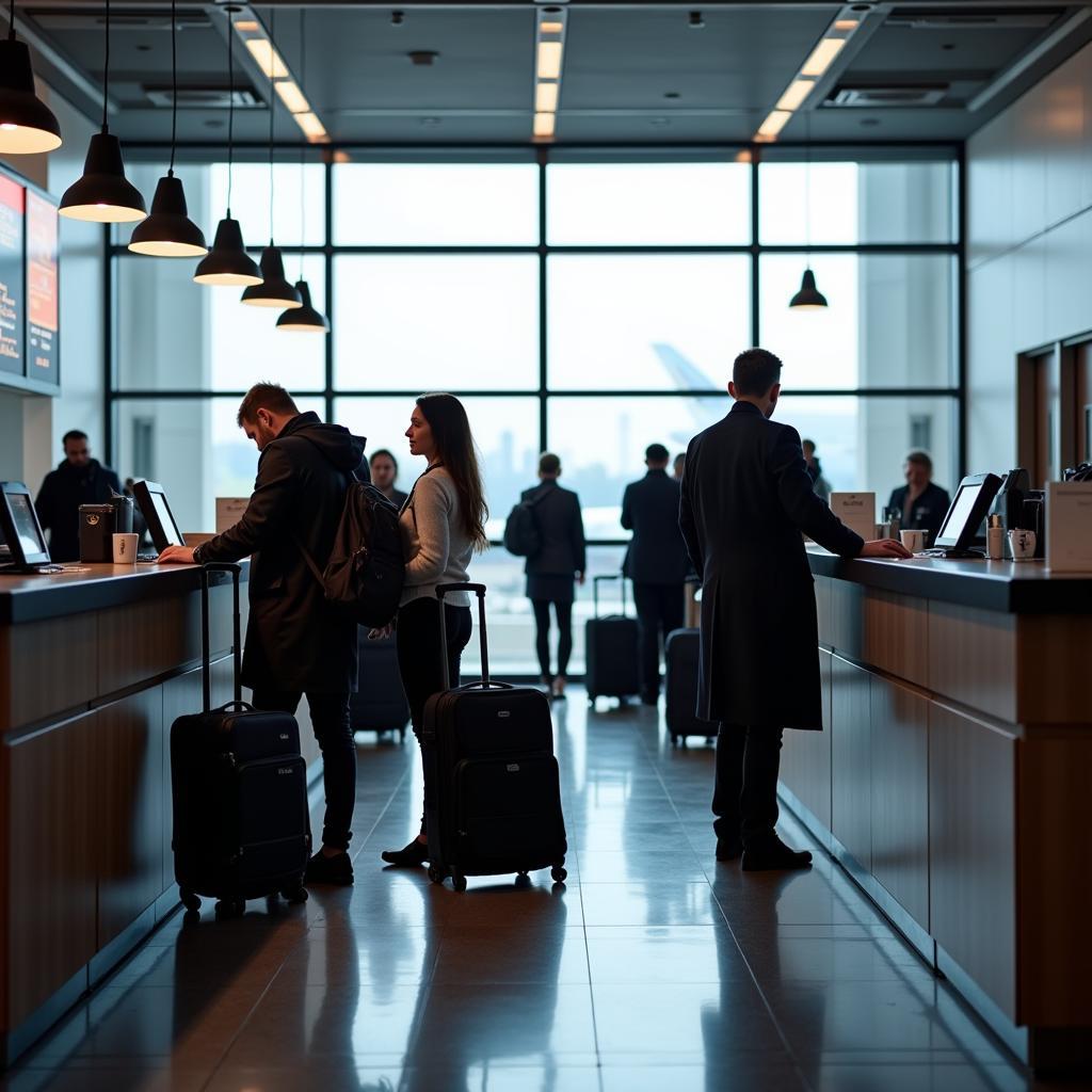 Passengers checking in for their flights