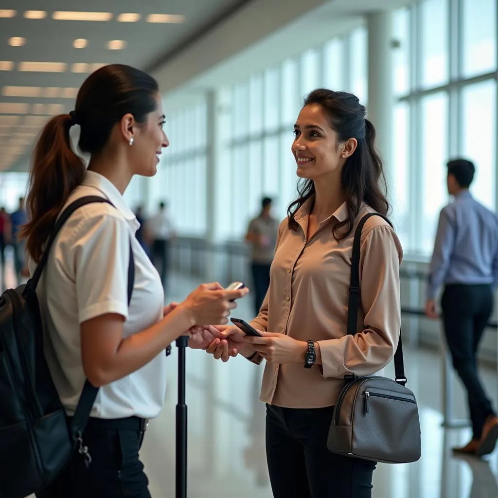 Airport Customer Service Agents Assisting