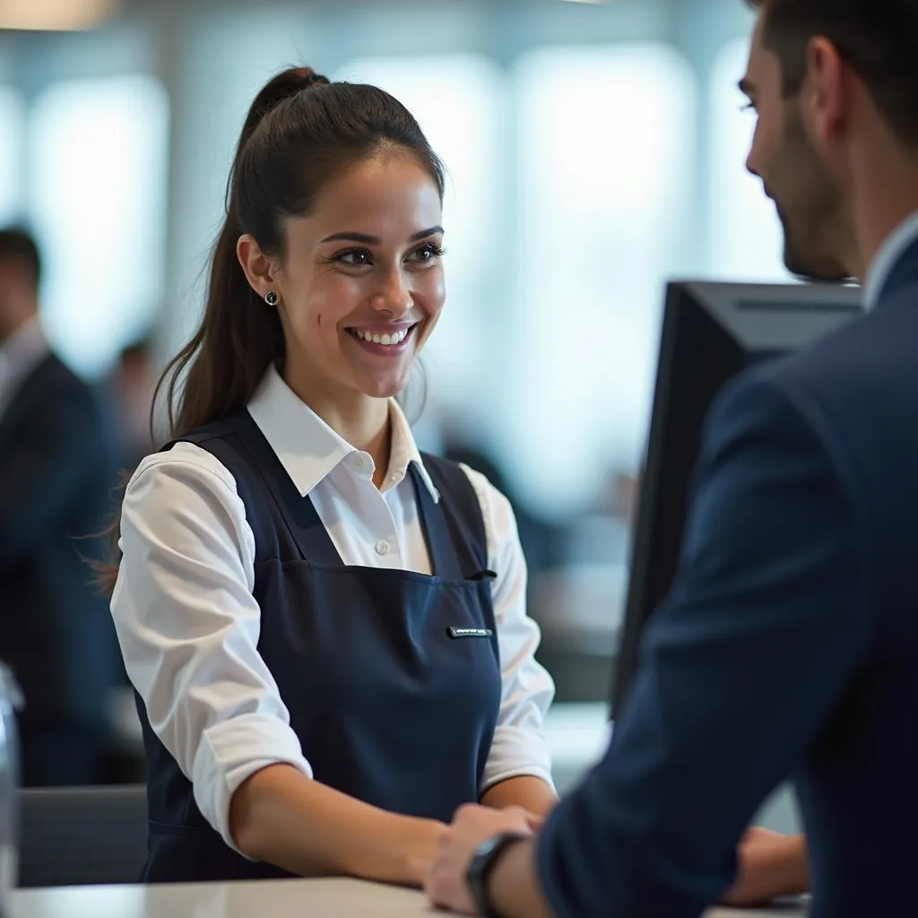 Customer service representative at airport desk