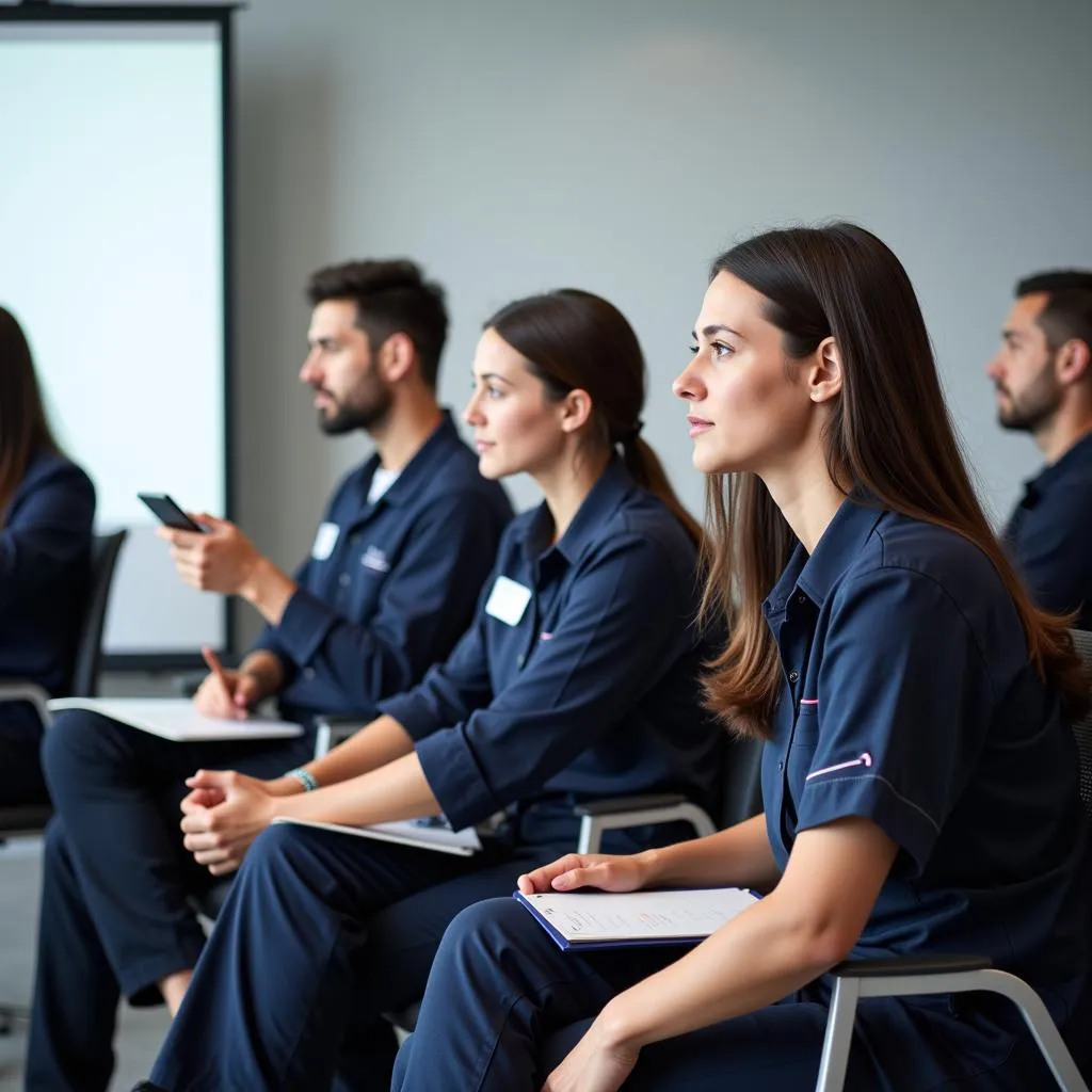 Airport ground staff participating in a training program