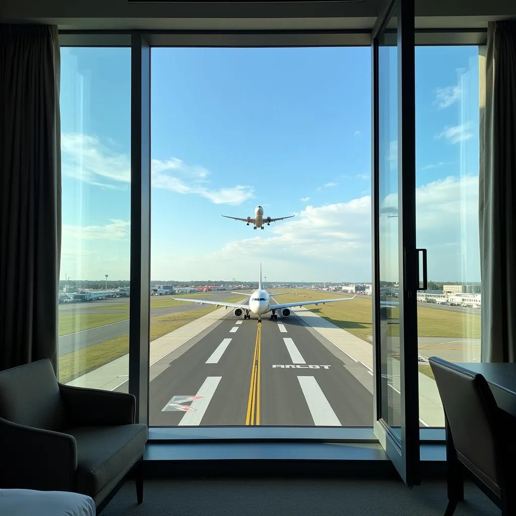 Airport Hotel Room with Runway View