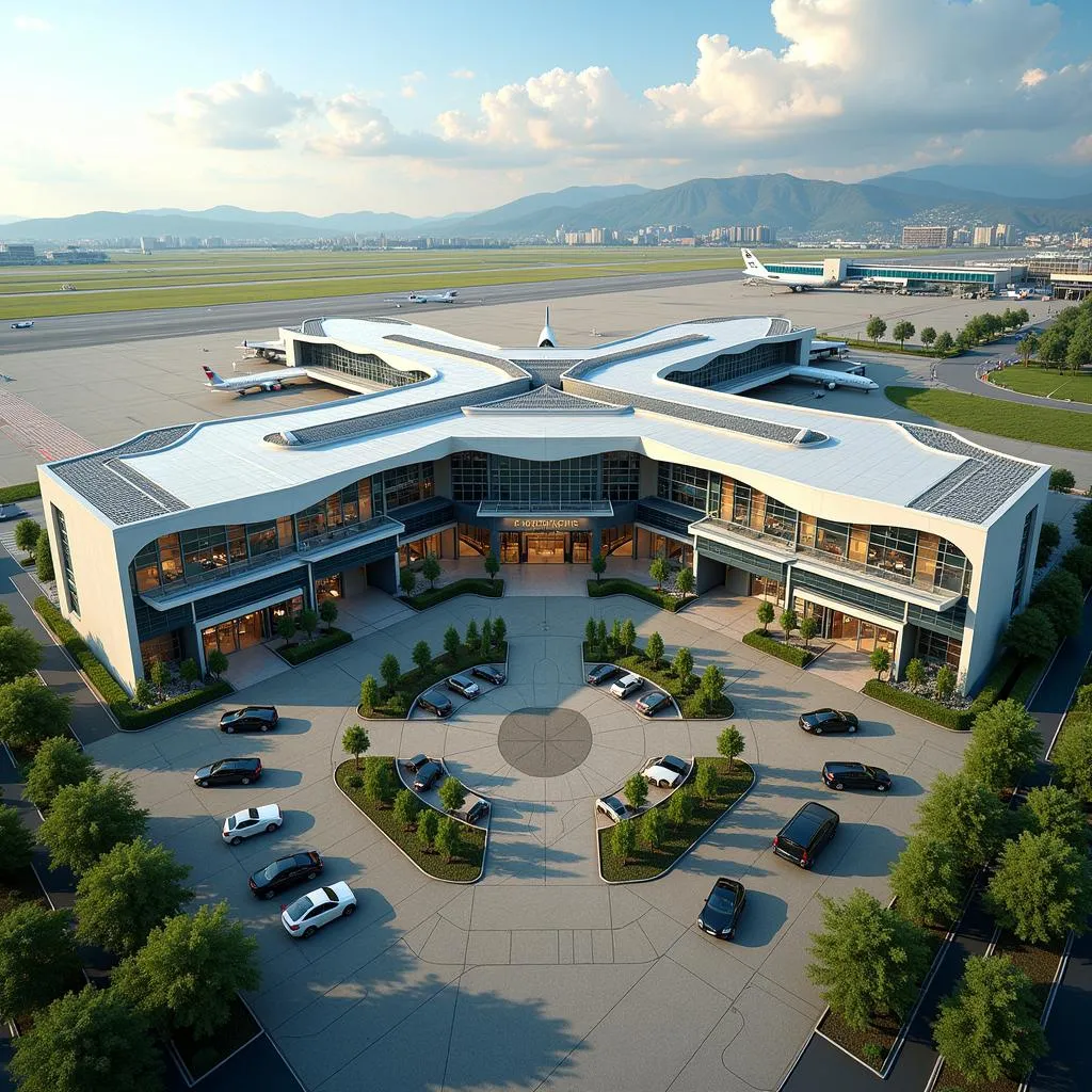 Aerial View of an Airport Hotel Square Plaza