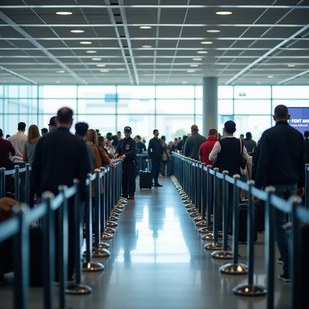 Passengers Queueing at Airport Immigration