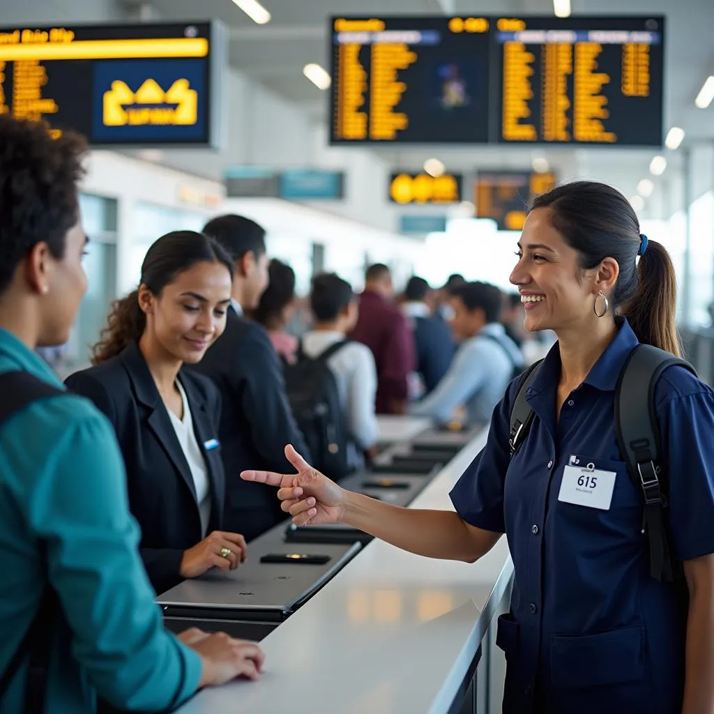 Travelers at Airport Information Desk