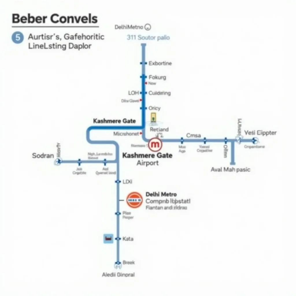 Delhi Airport to Kashmere Gate Metro Map
