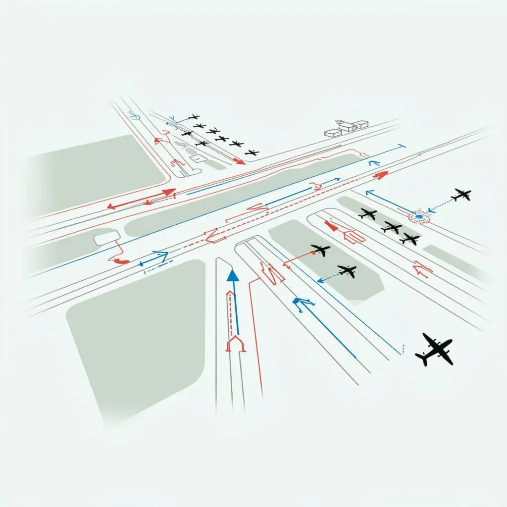 Airport Layout Diagram with Traffic Flow