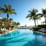 Poolside relaxation at an airport resort