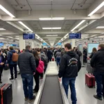 Passengers Moving Through Security Checkpoint