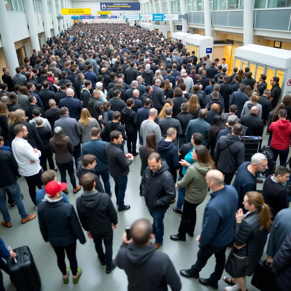 Long airport security line