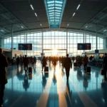 Modern Airport Terminal Interior with Passengers