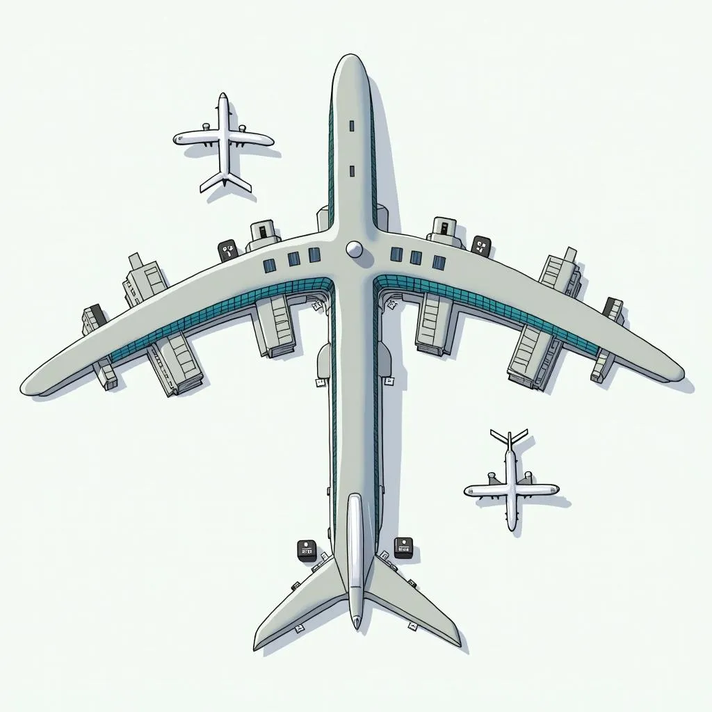 Airport terminal layout illustration