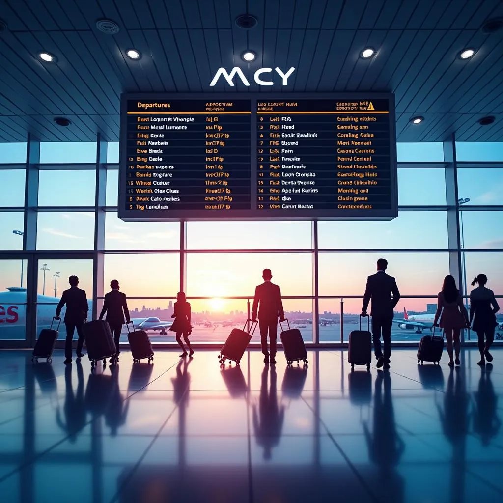 Modern Airport Terminal with Flight Departure Board