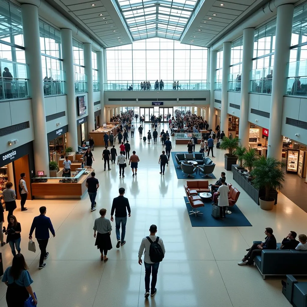 Busy Airport Terminal with Passengers