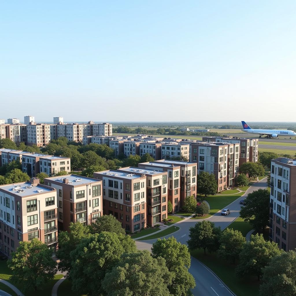 Modern housing developments in close proximity to a major international airport