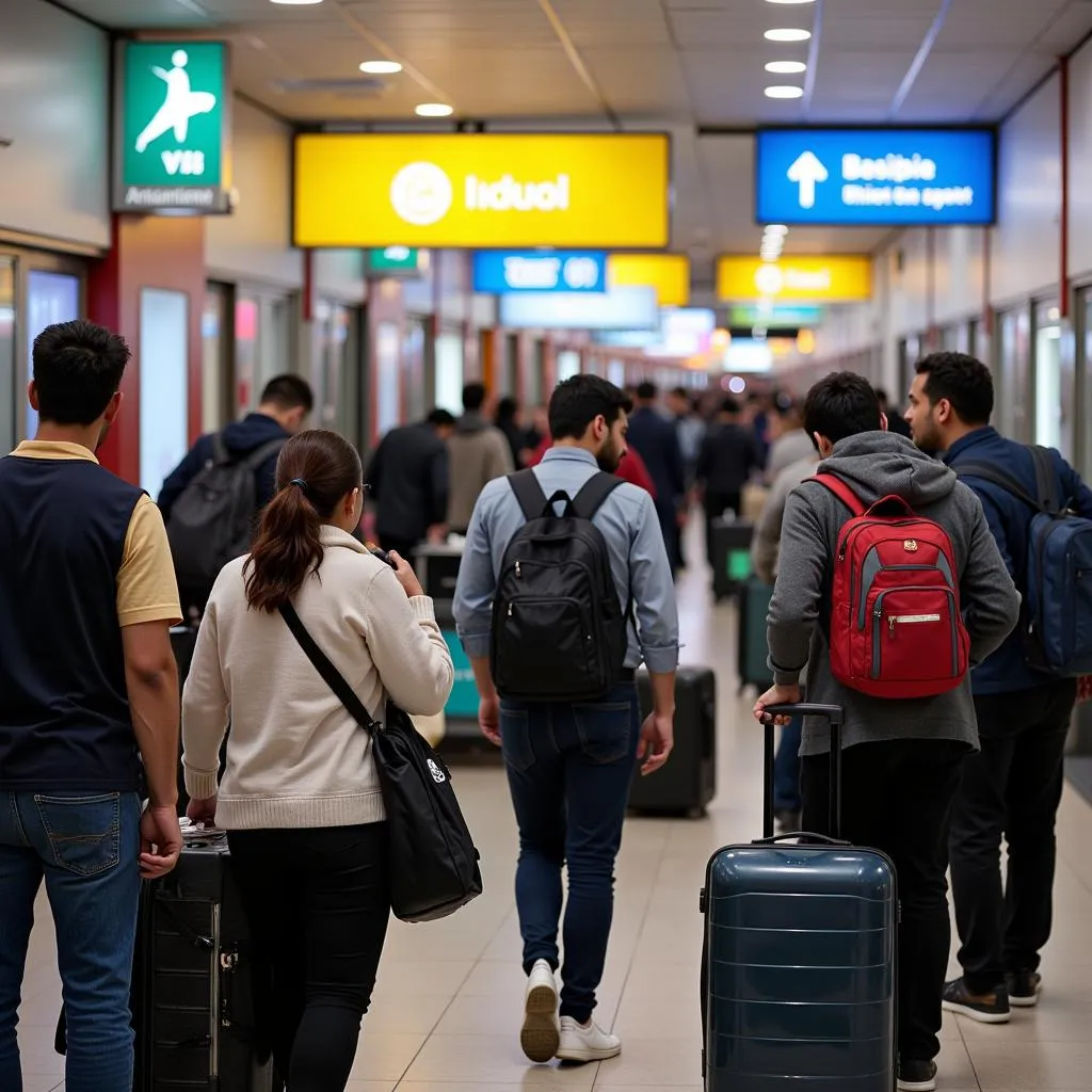 Passengers checking in for international flights at Amritsar Airport