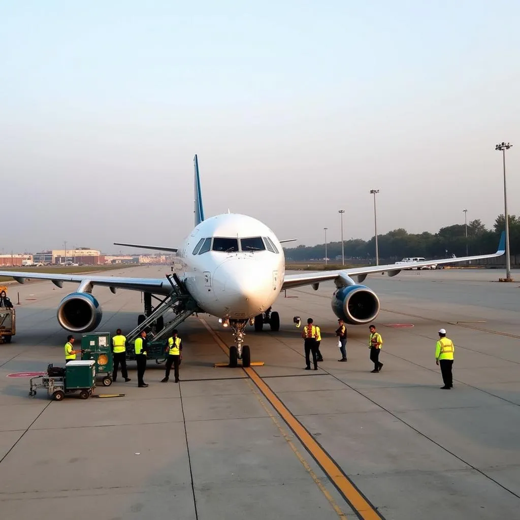 Amritsar Airport Ground Crew Preparing Aircraft for Departure