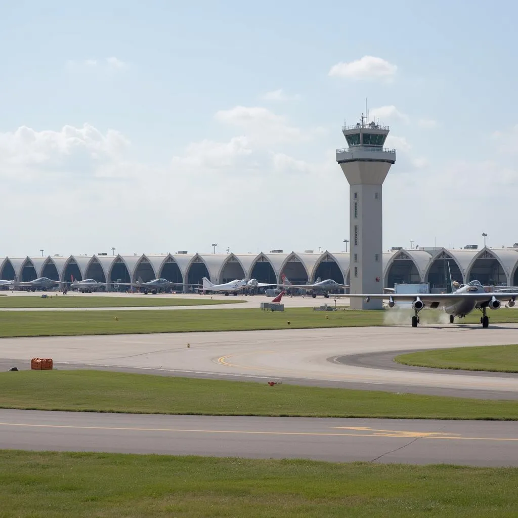 Army Airport Control Tower and Hangars