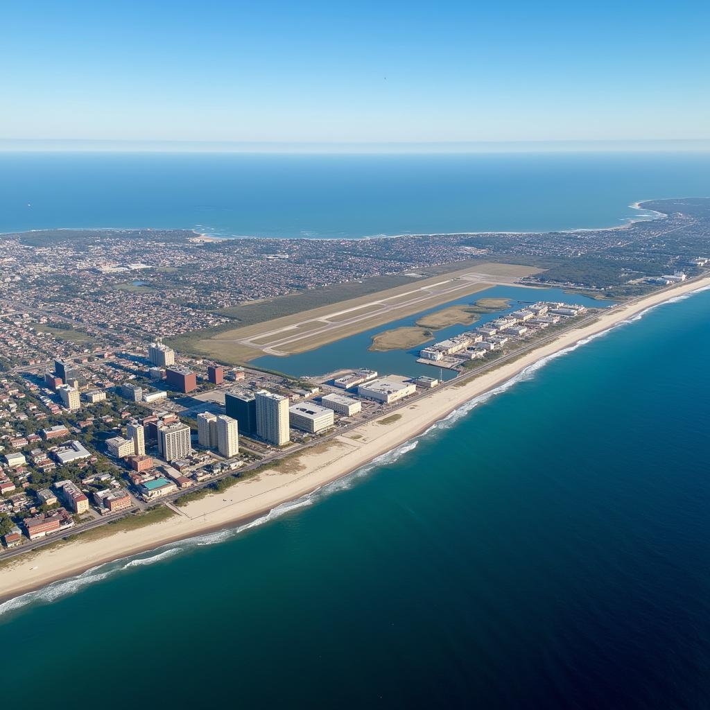 Aerial view of Atlantic City International Airport and surrounding area