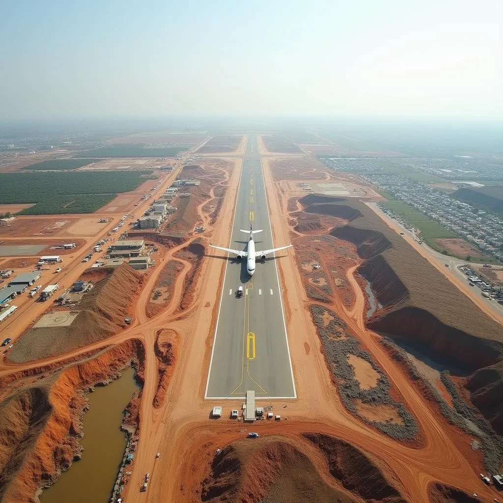 Aerial View of Ayodhya Airport Construction Site