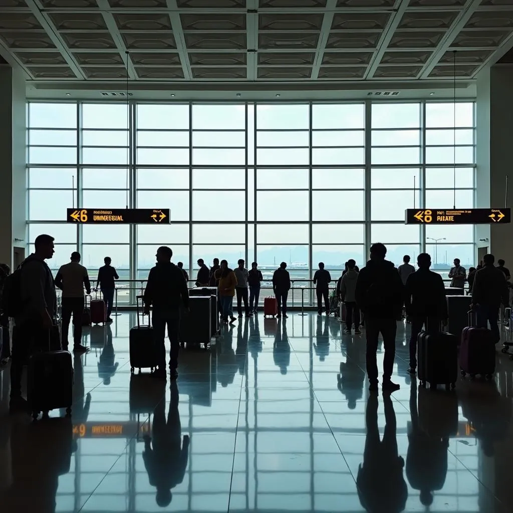 Passengers at the domestic terminal of Bagdogra Airport