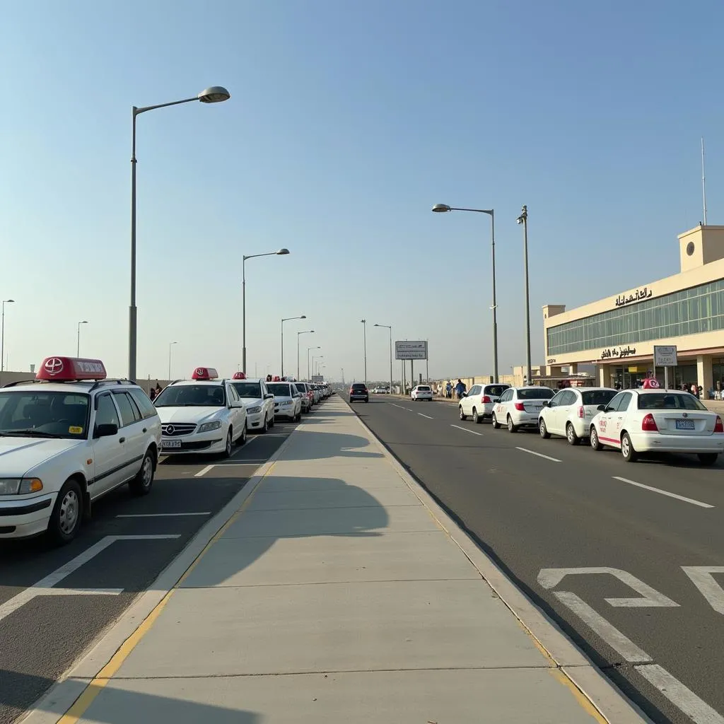 Taxis lined up at the Baghdad International Airport taxi rank