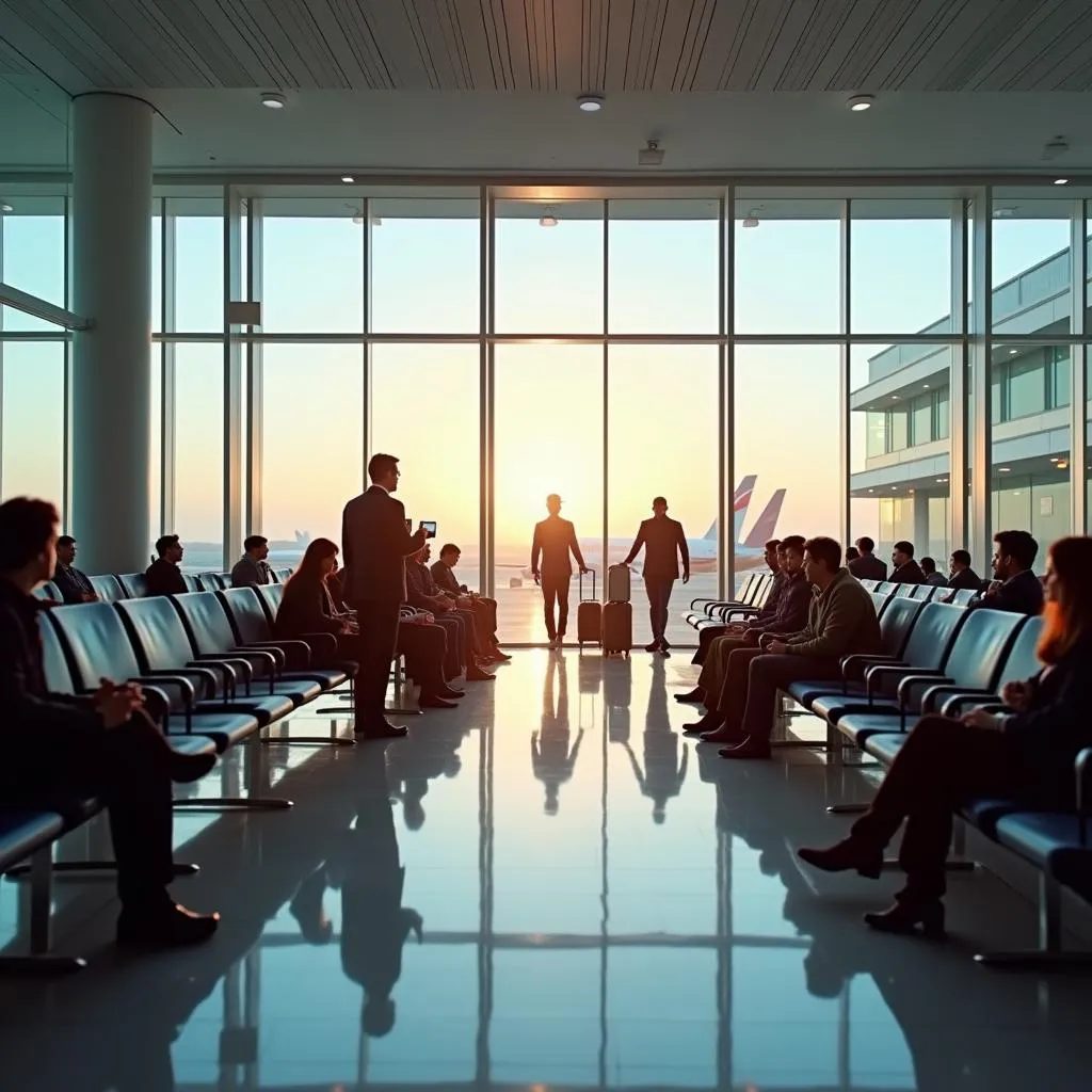 Passengers in the Bareilly Airport Departure Lounge