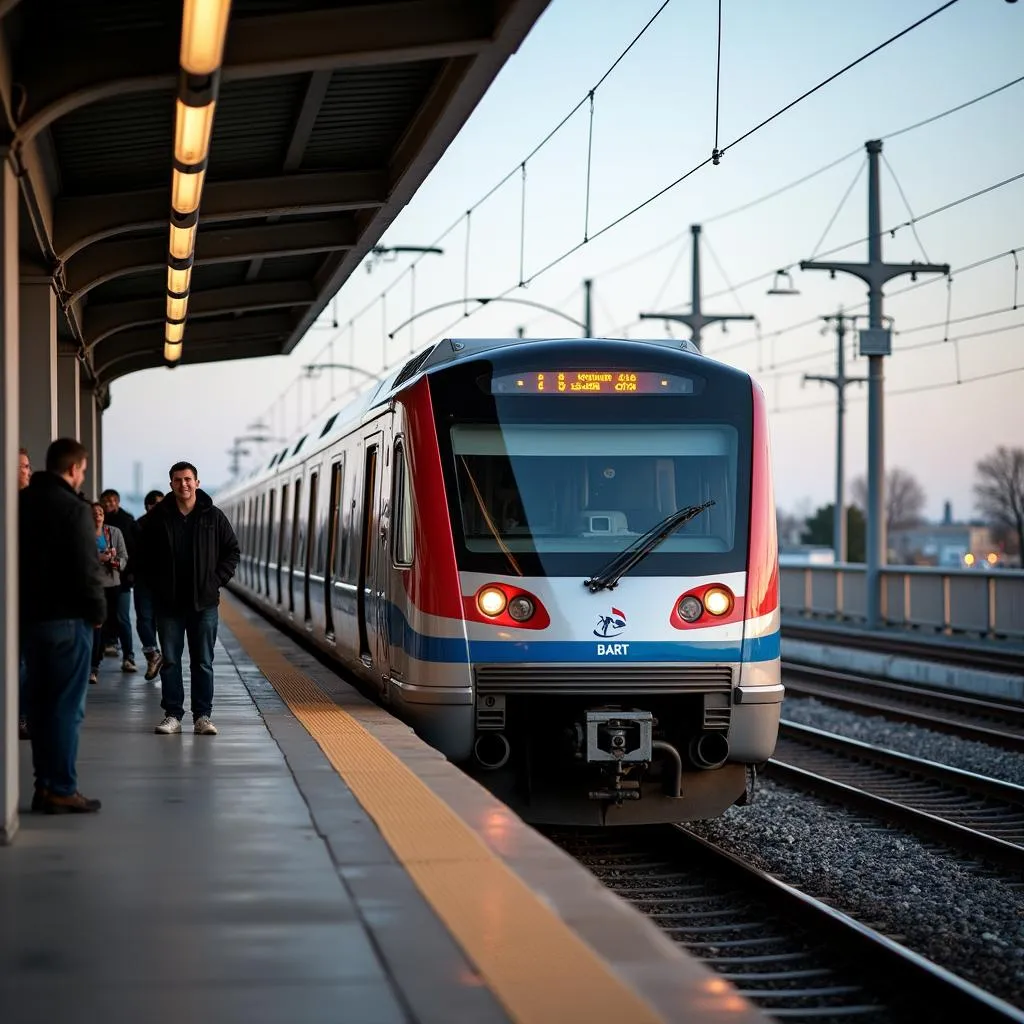 BART train arriving at SFO Airport station