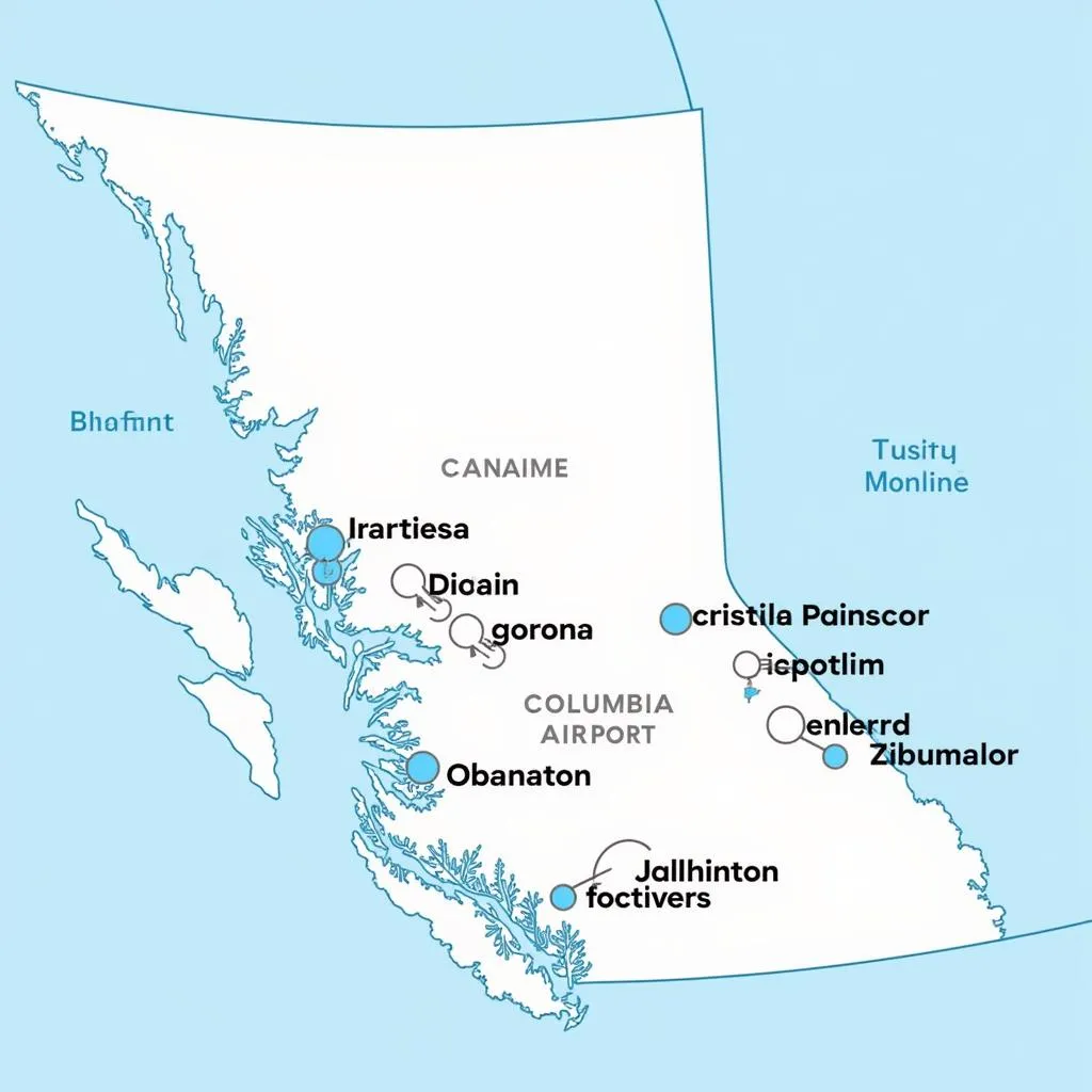 Map of major BC airports