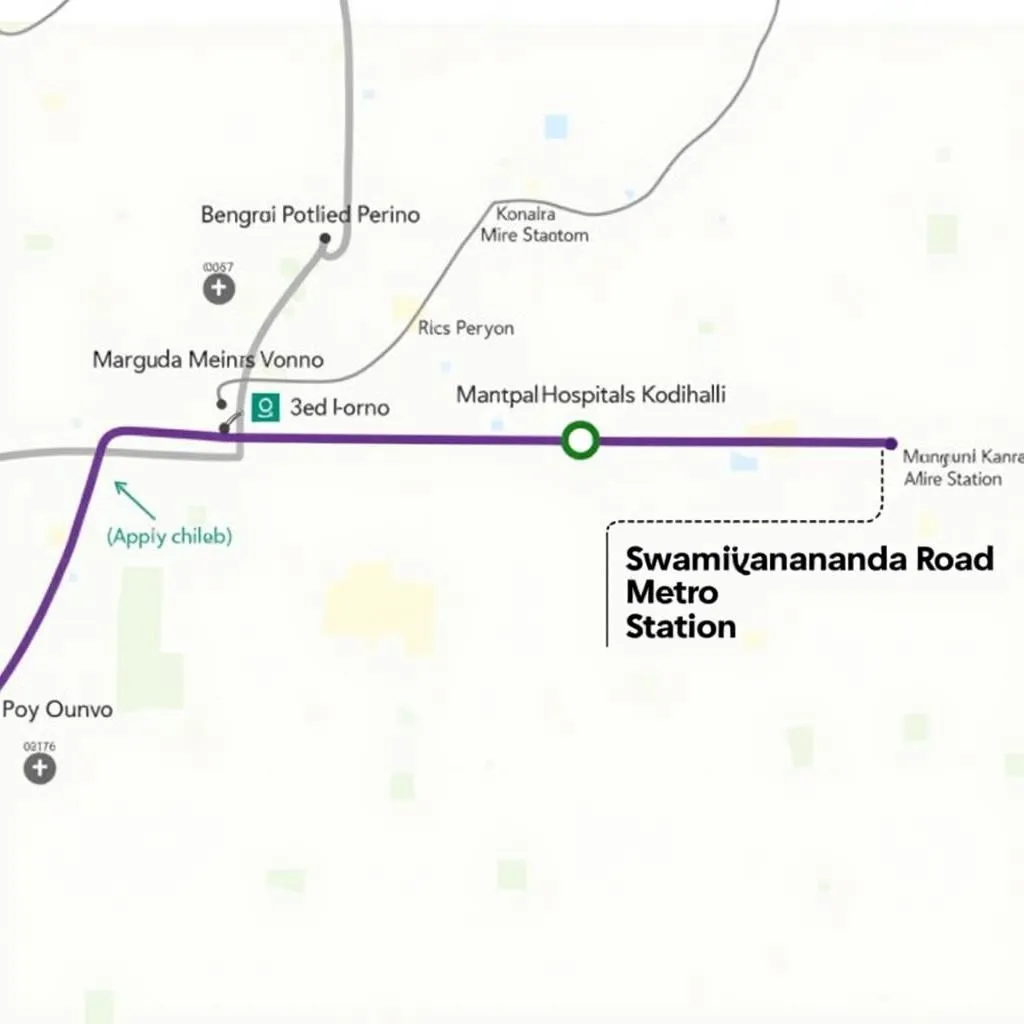 Bengaluru Metro map showing the nearest station to Manipal Hospitals Kodihalli