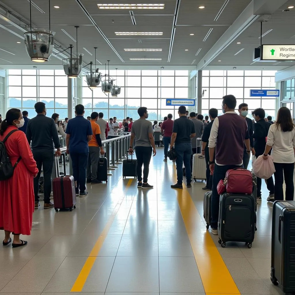 Passengers wearing masks at Bhubaneswar Airport