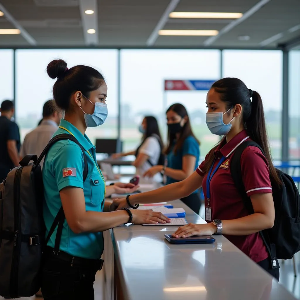 Bhubaneswar Airport staff assisting passengers